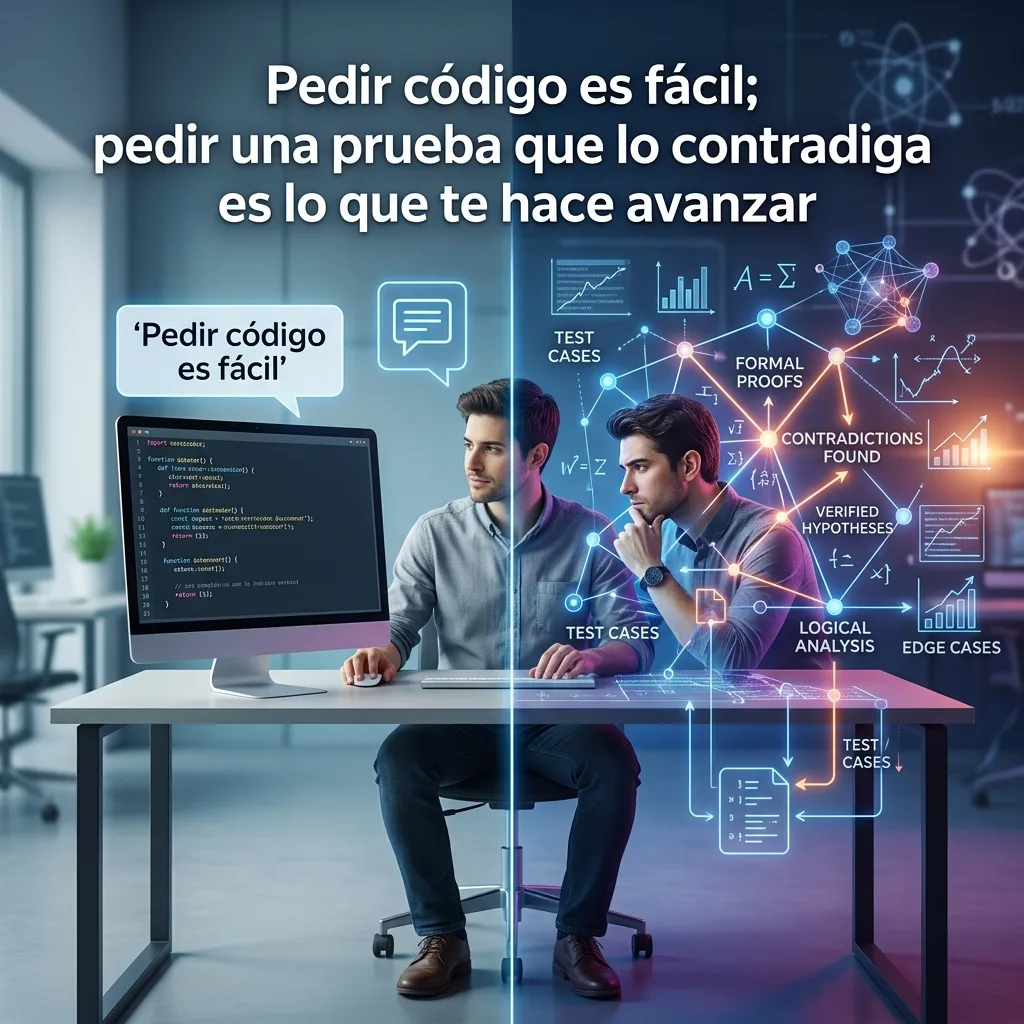 Pedir código es fácil; pedir una prueba que lo contradiga es lo que te hace avanzar Pedir código es fácil; pedir una prueba que lo contradiga es lo que te hace avanzar